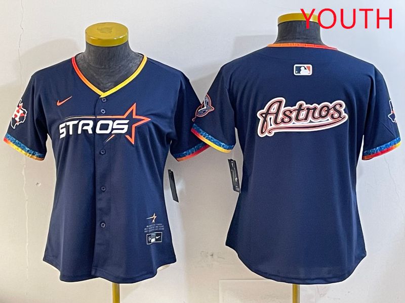 Youth Houston Astros Blank Drak Blue Fourth generation Joint Name 2025 Nike MLB Jersey style 10